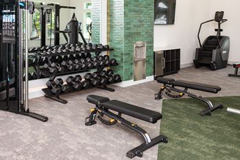 Oversized fitness club with peloton bikes, custom functional fitness escape rack, cardio equipment, and free weights